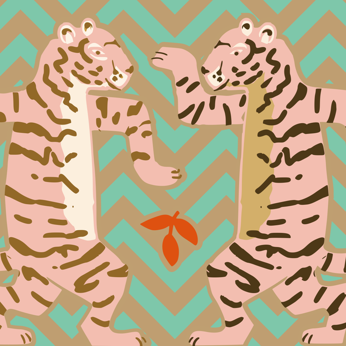 Dancing tiger Zig zag tiger - mint sand Coffee Mug Gallery Image 2
