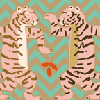 Dancing tiger Zig zag tiger - mint sand Coffee Mug Gallery Image 2
