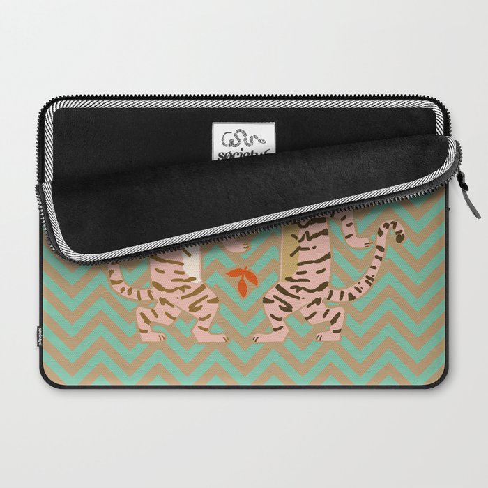 Dancing tiger Zig zag tiger - mint sand Laptop Sleeve Gallery Image 2