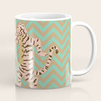 Dancing tiger Zig zag tiger - mint sand Coffee Mug Gallery Image 1