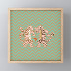 Dancing tiger Zig zag tiger - mint sand Mini Art Print Gallery Image 1