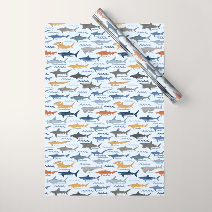 Shark Species Identification Chart Wrapping Paper Gallery Image 1