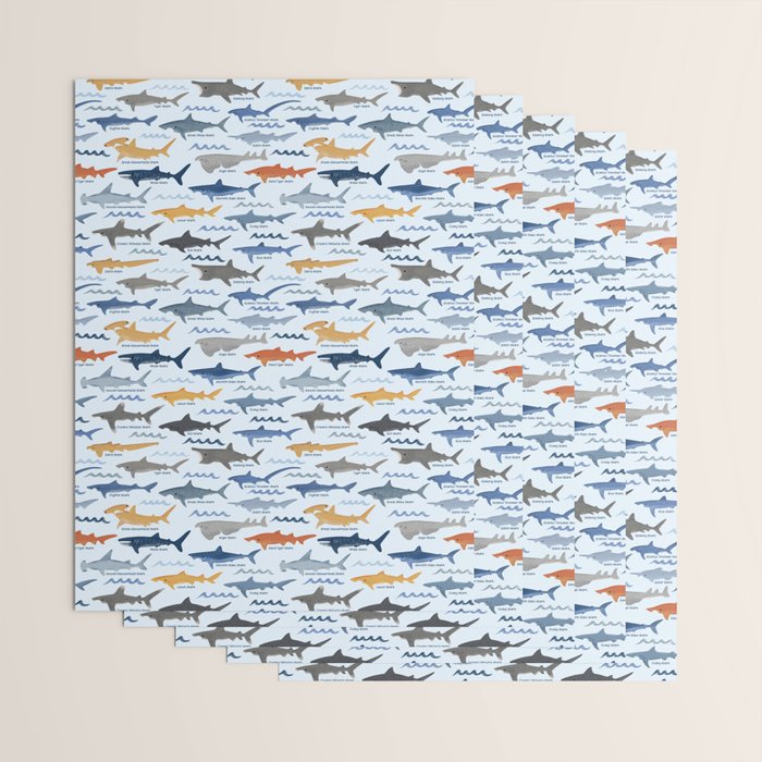 Shark Species Identification Chart Wrapping Paper Gallery Image 3
