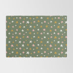 Stars Gold Cream Pink On Muted Green Rug Gallery Image 2