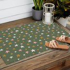 Stars Gold Cream Pink On Muted Green Outdoor Rug Gallery Image 2