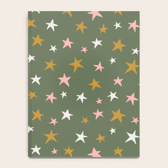 Stars Gold Cream Pink On Muted Green Notebook Gallery Image 4