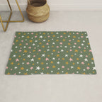 Stars Gold Cream Pink On Muted Green Rug Gallery Image 1