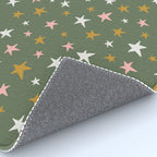 Stars Gold Cream Pink On Muted Green Rug Gallery Image 4