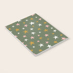 Stars Gold Cream Pink On Muted Green Notebook Gallery Image 3