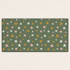 Stars Gold Cream Pink On Muted Green Desk Mat Gallery Image 3