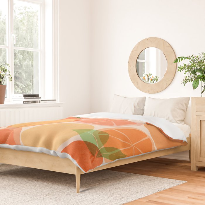 Sunny Oranges Tropical Fruit Illustration Duvet Cover Gallery Image 2
