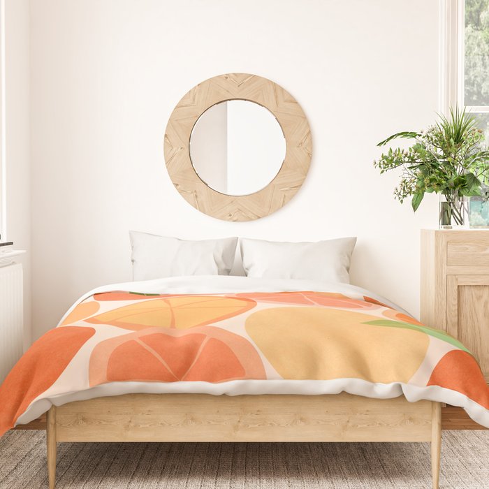Sunny Oranges Tropical Fruit Illustration Duvet Cover Gallery Image 3