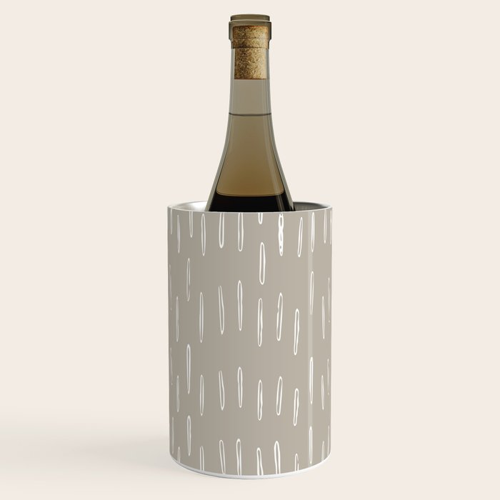 Boho Prints, Raindrops, Beige, Minimalism, Abstract Art Wine Chiller Gallery Image 2