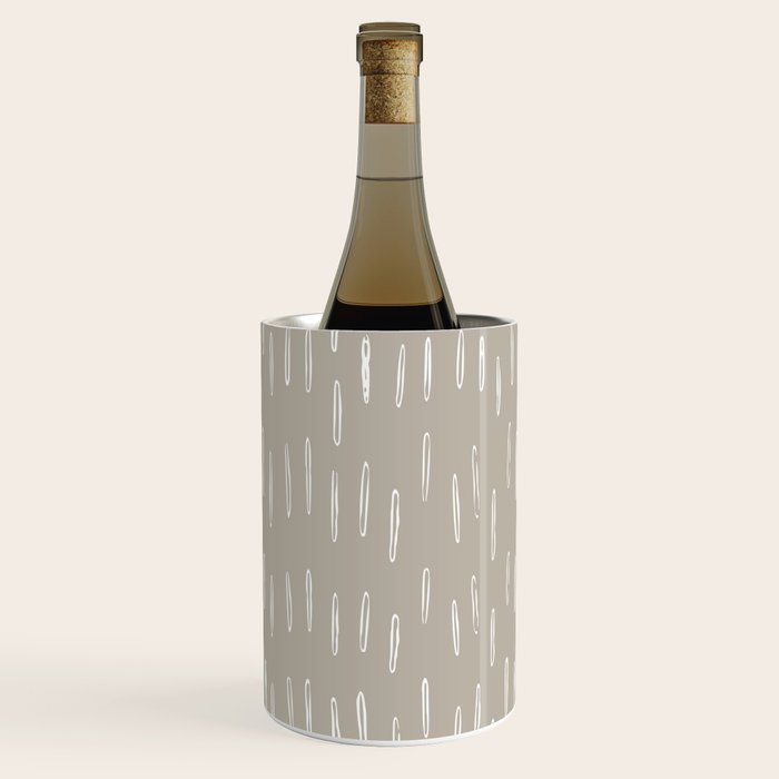 Boho Prints, Raindrops, Beige, Minimalism, Abstract Art Wine Chiller Gallery Image 3