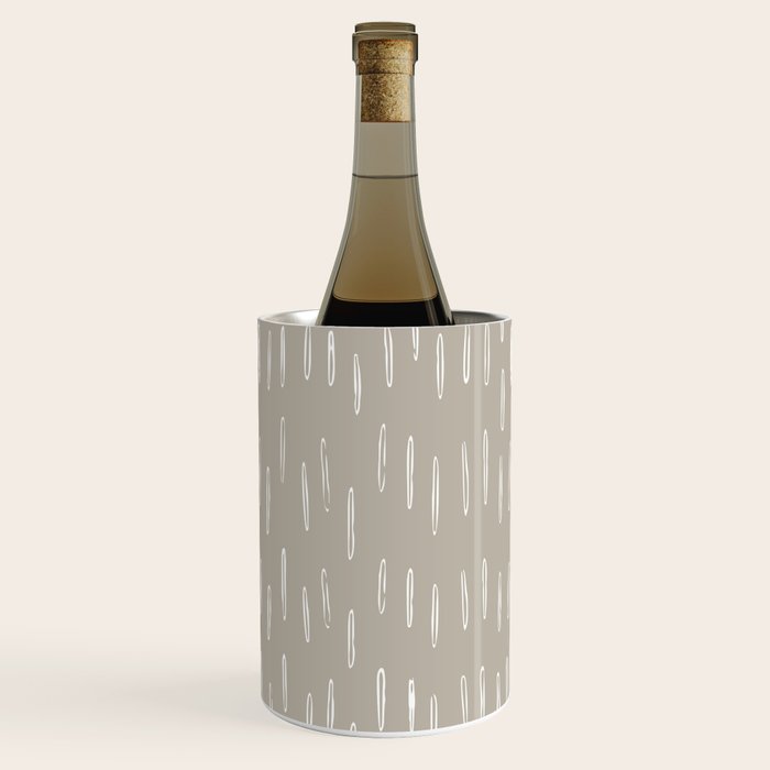 Boho Prints, Raindrops, Beige, Minimalism, Abstract Art Wine Chiller Gallery Image 1