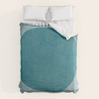 Teal White Lines Minimalist Artwork 02 Comforter Gallery Image 6