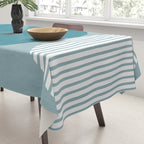 Teal White Lines Minimalist Artwork 02 Tablecloth Gallery Image 3