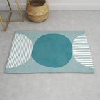 Teal White Lines Minimalist Artwork 02 Rug Gallery Image 1