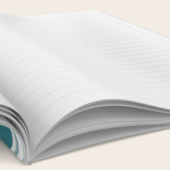 Teal White Lines Minimalist Artwork 02 Notebook Gallery Image 2
