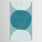Teal White Lines Minimalist Artwork 02 Tablecloth Gallery Image 2