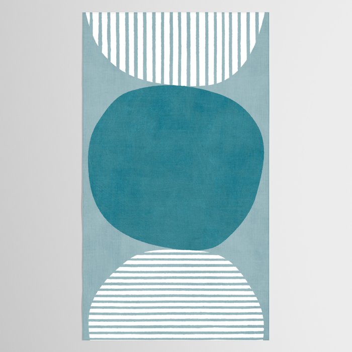 Teal White Lines Minimalist Artwork 02 Tablecloth Gallery Image 2