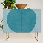 Teal White Lines Minimalist Artwork 02 Credenza Gallery Image 1