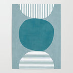 Teal White Lines Minimalist Artwork 02 Poster Gallery Image 4