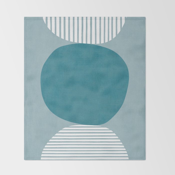 Teal White Lines Minimalist Artwork 02 Throw Blanket Gallery Image 2