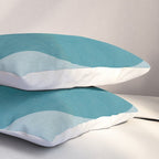 Teal White Lines Minimalist Artwork 02 Pillow Sham Gallery Image 3