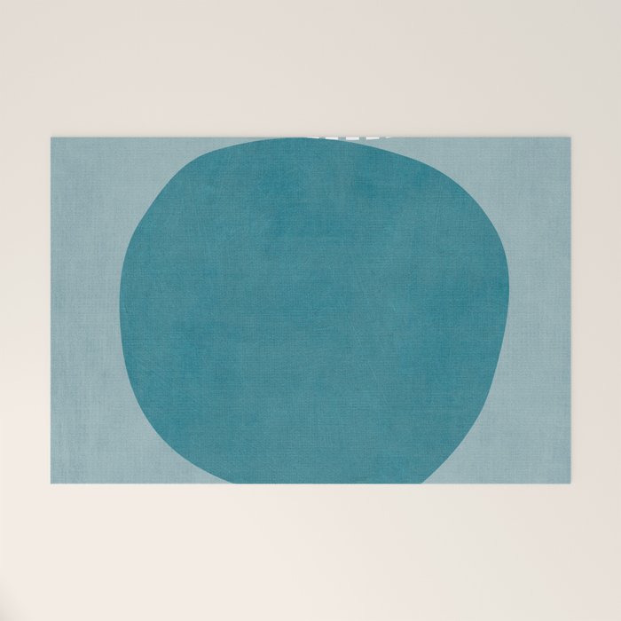 Teal White Lines Minimalist Artwork 02 Welcome Mat Gallery Image 1
