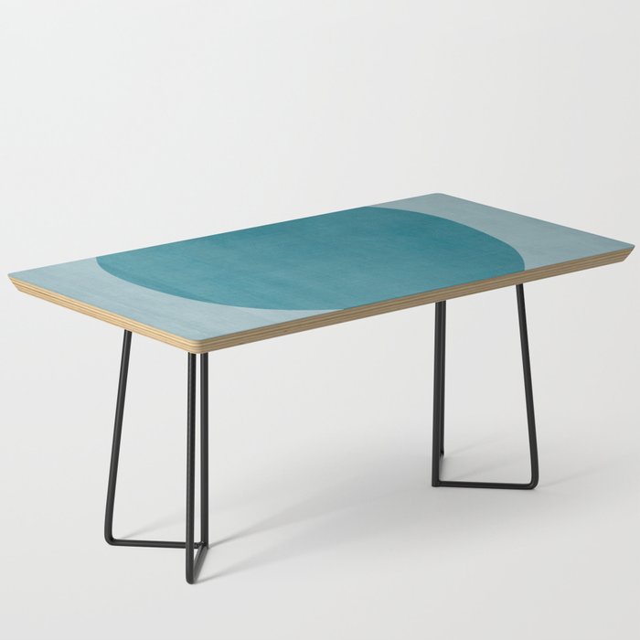 Teal White Lines Minimalist Artwork 02 Coffee Table Gallery Image 1