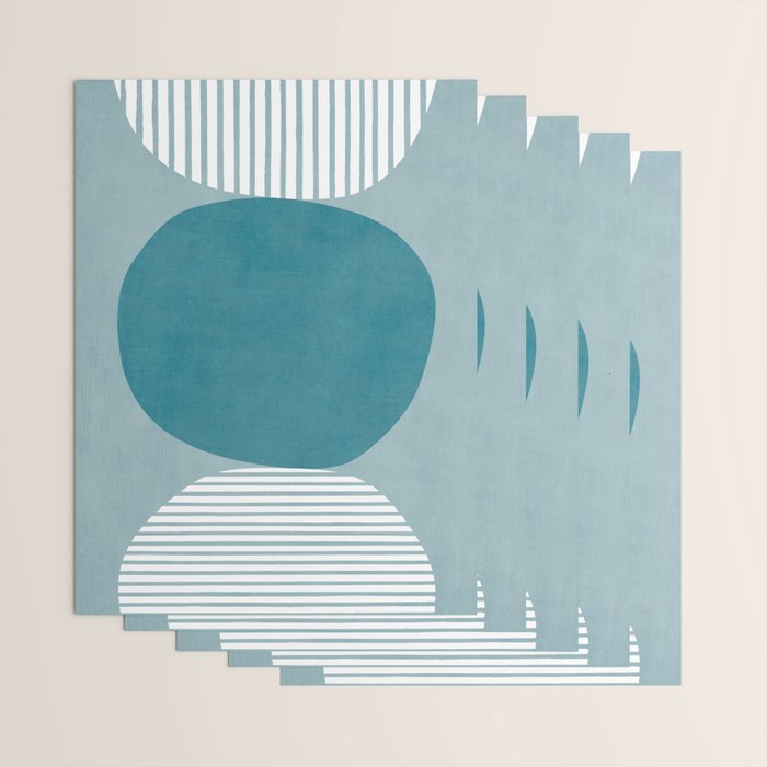 Teal White Lines Minimalist Artwork 02 Wrapping Paper Gallery Image 3