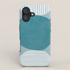 Teal White Lines Minimalist Artwork 02 iPhone Case Gallery Image 1
