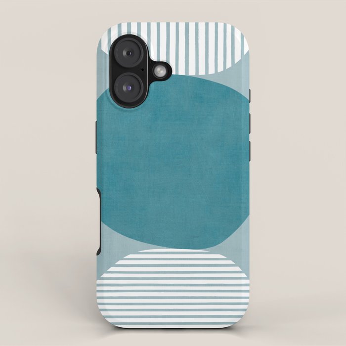 Teal White Lines Minimalist Artwork 02 iPhone Case Gallery Image 1
