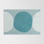 Teal White Lines Minimalist Artwork 02 Rug Gallery Image 2