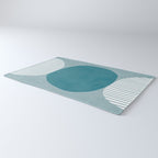 Teal White Lines Minimalist Artwork 02 Rug Gallery Image 3