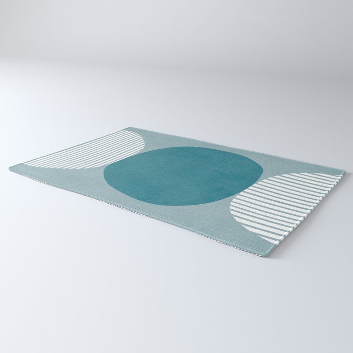 Teal White Lines Minimalist Artwork 02 Rug Gallery Image 3