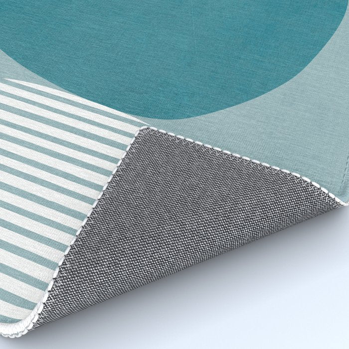 Teal White Lines Minimalist Artwork 02 Rug Gallery Image 4