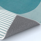 Teal White Lines Minimalist Artwork 02 Rug Gallery Image 4