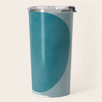 Teal White Lines Minimalist Artwork 02 Travel Mug Gallery Image 2