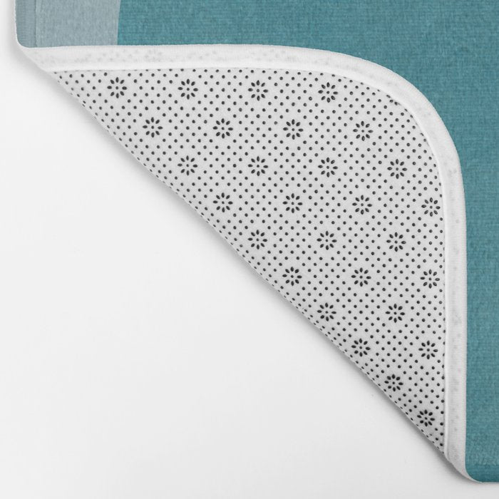 Teal White Lines Minimalist Artwork 02 Bath Mat Gallery Image 2