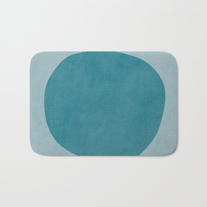 Teal White Lines Minimalist Artwork 02 Bath Mat Gallery Image 1