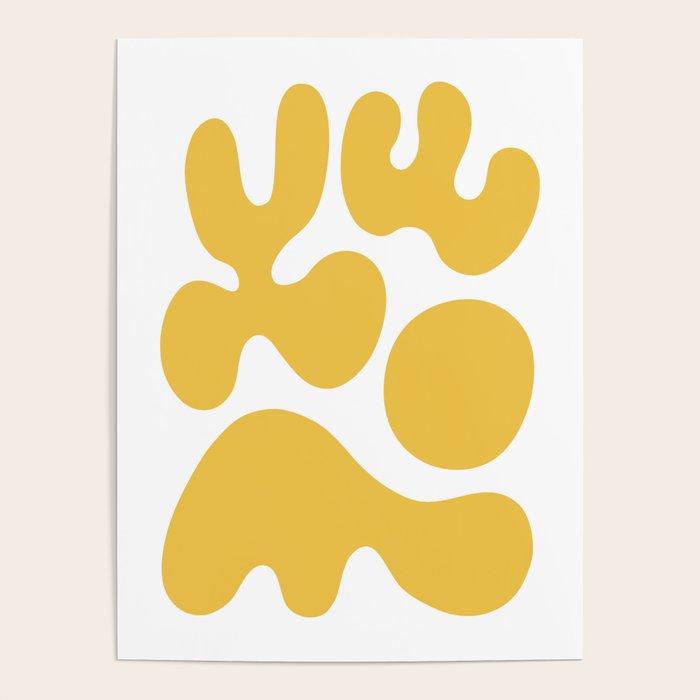 Mid Century Modern Abstract Organic Shapes 337 Yellow Poster Gallery Image 1