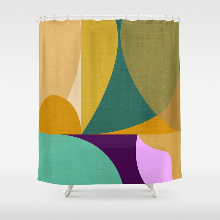 shapes mid century fall Shower Curtain Gallery Image 1
