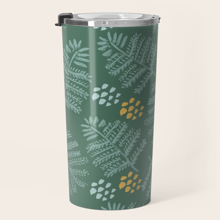 Winter & Woodsy Pine Trees in Forest Green Travel Mug Gallery Image 3