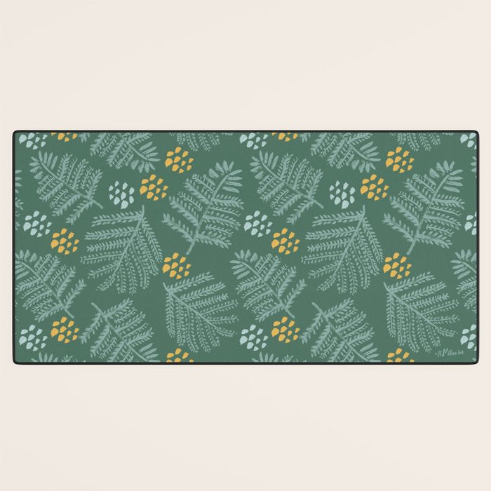 Winter & Woodsy Pine Trees in Forest Green Desk Mat Gallery Image 3