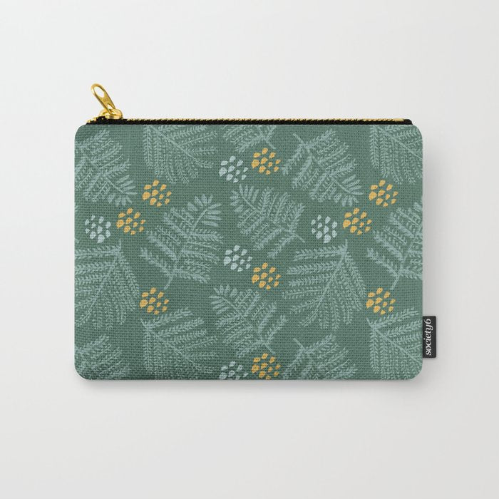 Winter & Woodsy Pine Trees in Forest Green Carry All Pouch Gallery Image 1