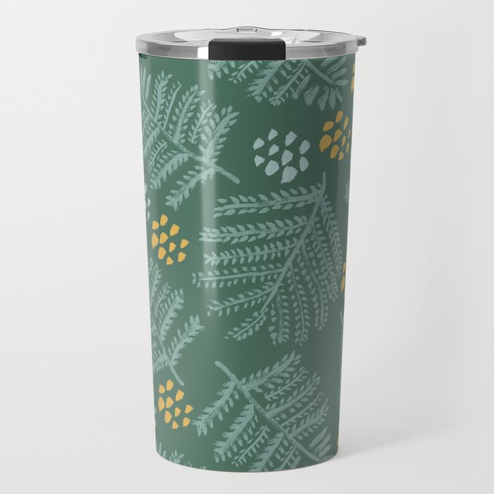 Winter & Woodsy Pine Trees in Forest Green Travel Mug Gallery Image 1