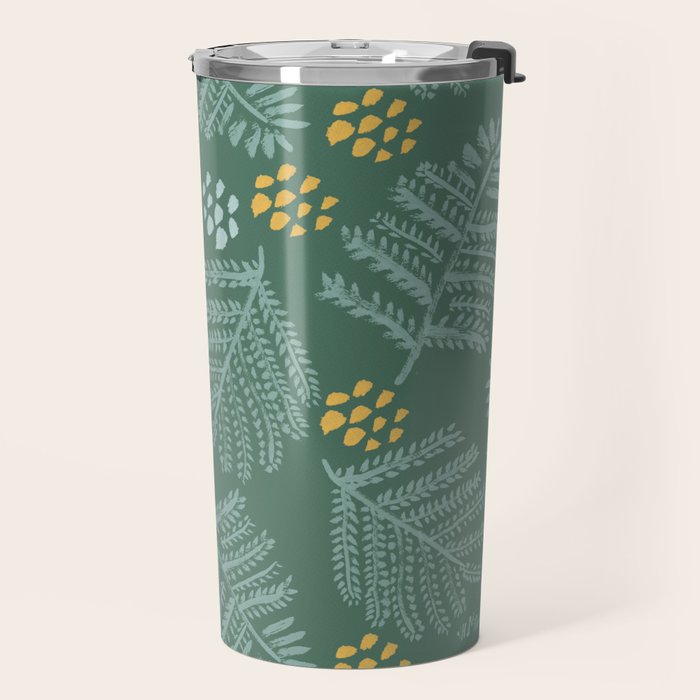 Winter & Woodsy Pine Trees in Forest Green Travel Mug Gallery Image 2