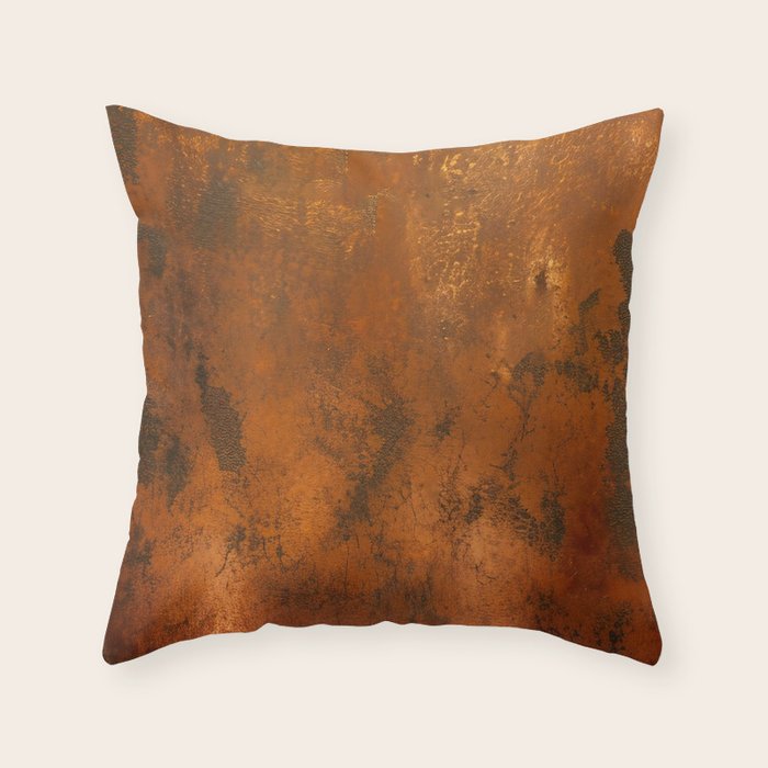 Aesthetic Rust Copper Japandi Art Throw Pillow Gallery Image 6